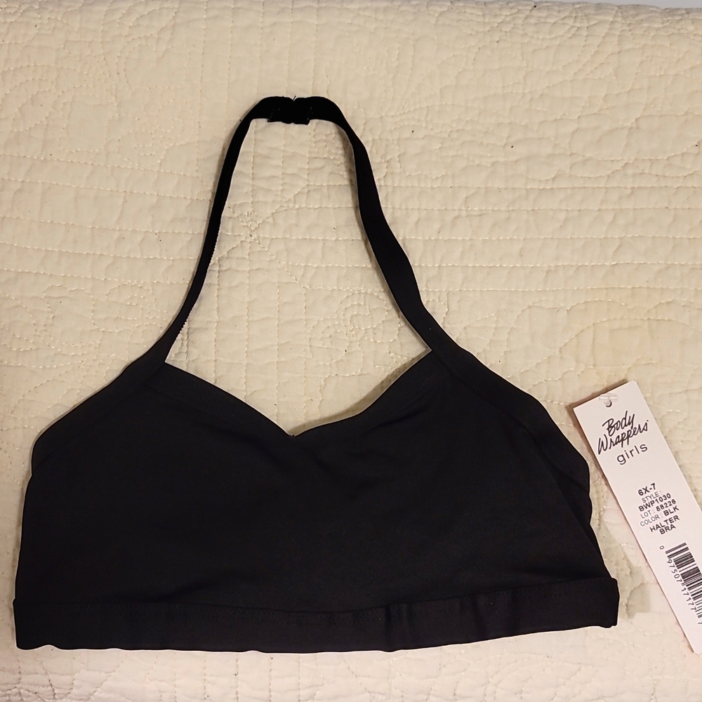 Body Wrappers Black Halter Bra (M - Girls 6x-7)